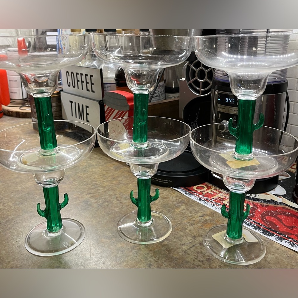 Set of 6 cactus margarita glasses